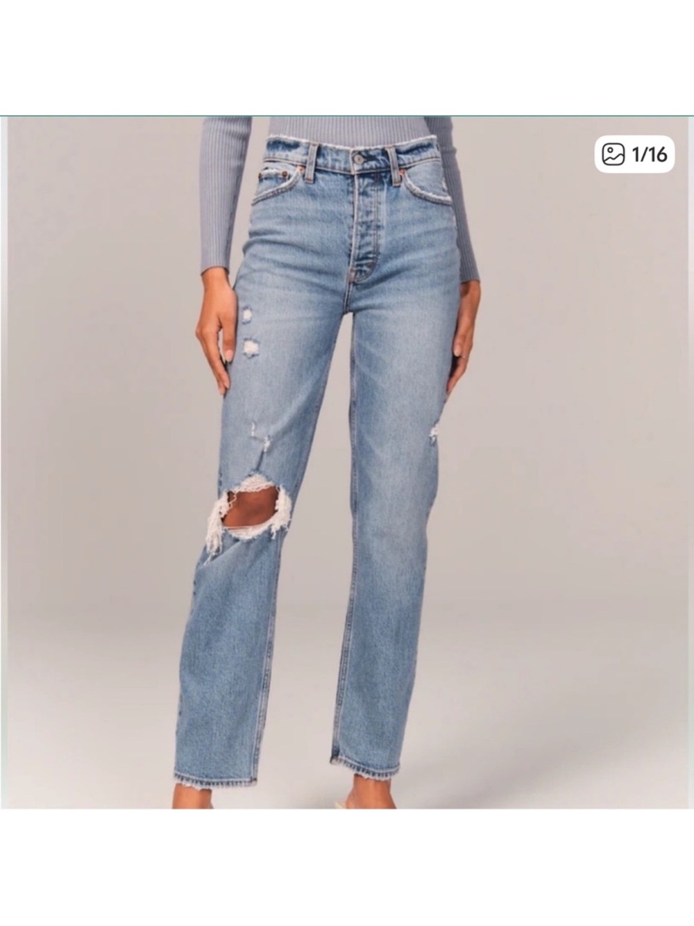 Abercrombie Curve Love Dad High Rise Distressed Jeans 27/4